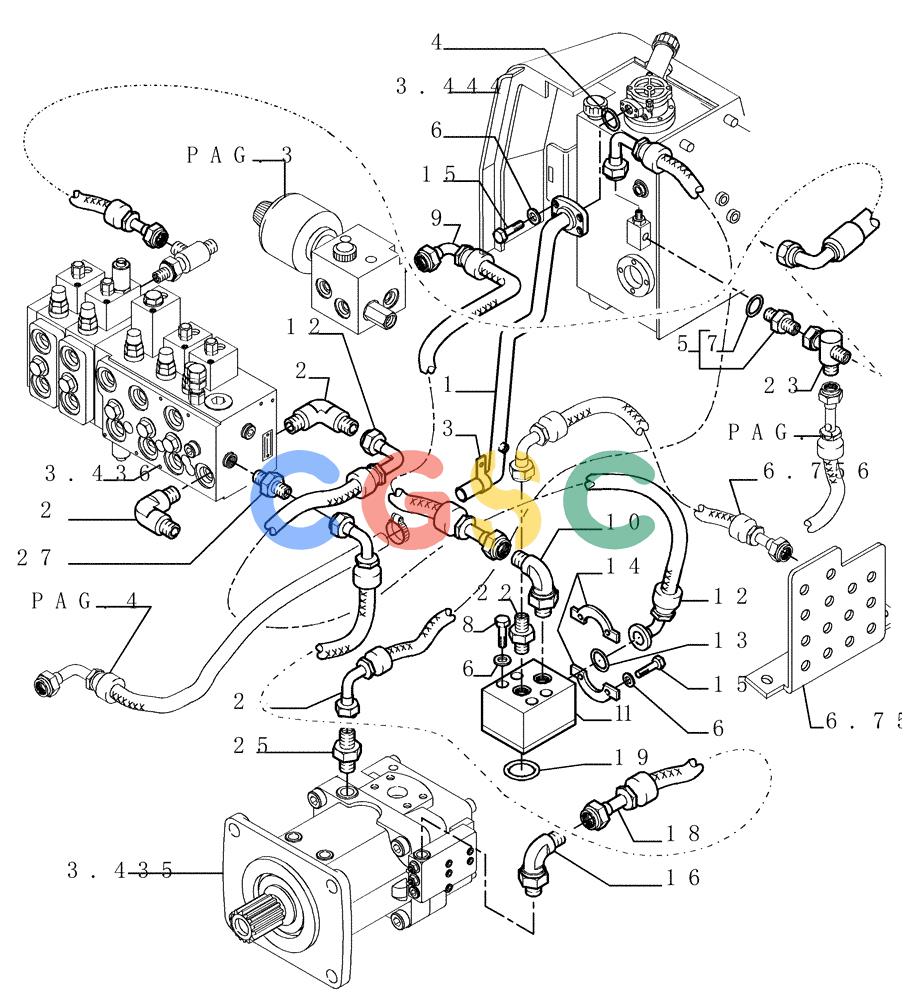 纽荷兰零件查询(DC150.B) - CRAWLER DOZER TIER 2 (3/03-) (3.434[02]) - HYDRAULIC SYSTEM PIPING New Holland Constructuion