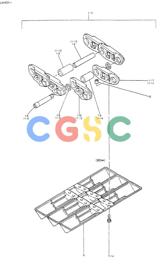 神钢零件查询(K907CLC) - EXCAVATOR BTW YG0101 - YG0500 (1/85-12/03) (07-007) - INSTAL, CRAWLER TRACK (FOR WET LAND) Kobelco