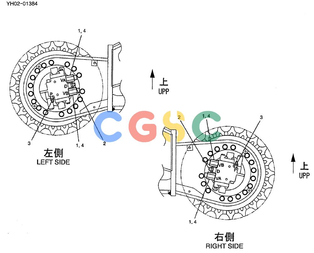 神钢零件查询(ED150) - BLADE RUNNER EXCAVATOR/DOZER ASN YH02-01384 (4/02-12/03) (02-014) - HYD LINES, PROPEL Kobelco