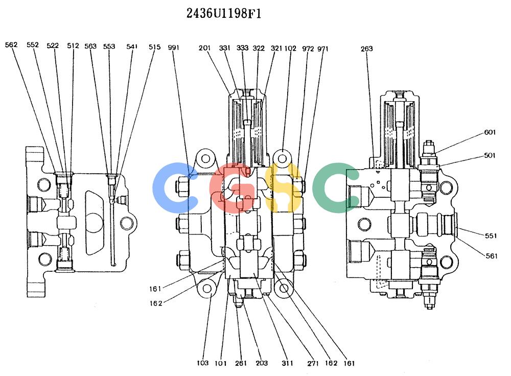 神钢零件查询(K907LC) - MARK II EXCAVATOR ASN YQ0565 (GLOBAL) (1/87-12/03) (11-021) - VALVE, CONTROL ASSY (2436U1198F1) Kobelco