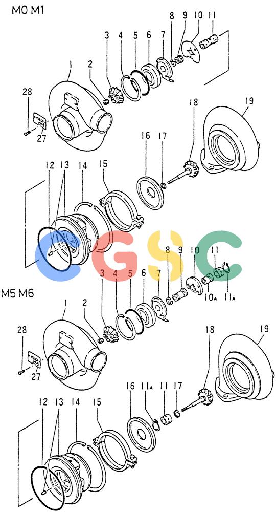 神钢零件查询(6D15) - MITSUBISHI DIESEL ENGINES - K907D & K907LC EXCAVATORS (1/86-12/06) (01-020[01]) - TURBO-CHARGER (INNER PARTS) Kobelco