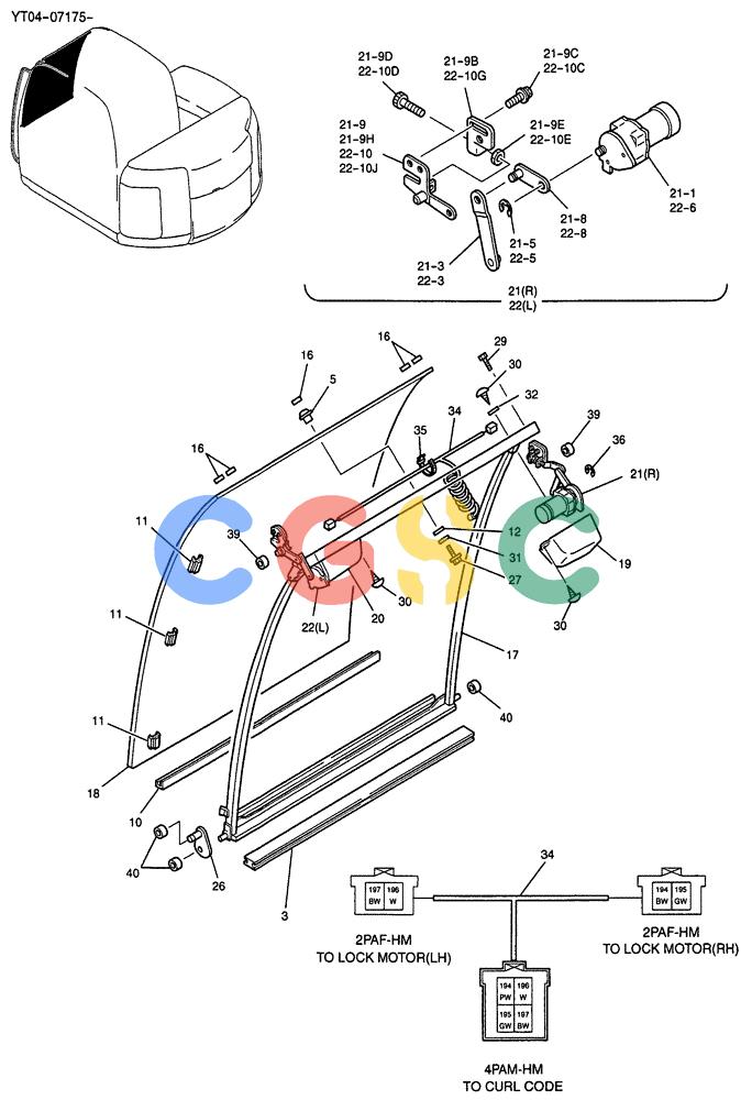 纽荷兰零件查询(E70SR) - MIDI CRAWLER EXCAVATOR ASN YT04-07175 (05-008) - WINDOW ASSY, FR. (WITH POWER WINDOW) New Holland Constructuion