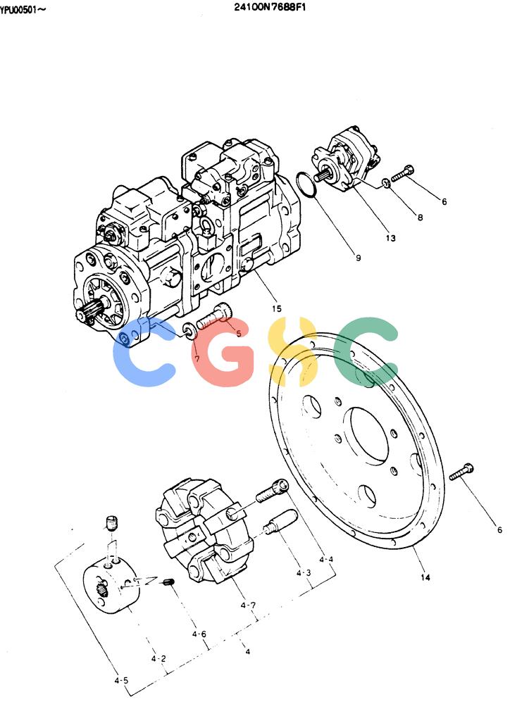 神钢零件查询(MD140C) - EXCAVATOR ASN YPU00501 (1/80-12/06) (05-003) - PUMP ASSY, CONNECT Kobelco