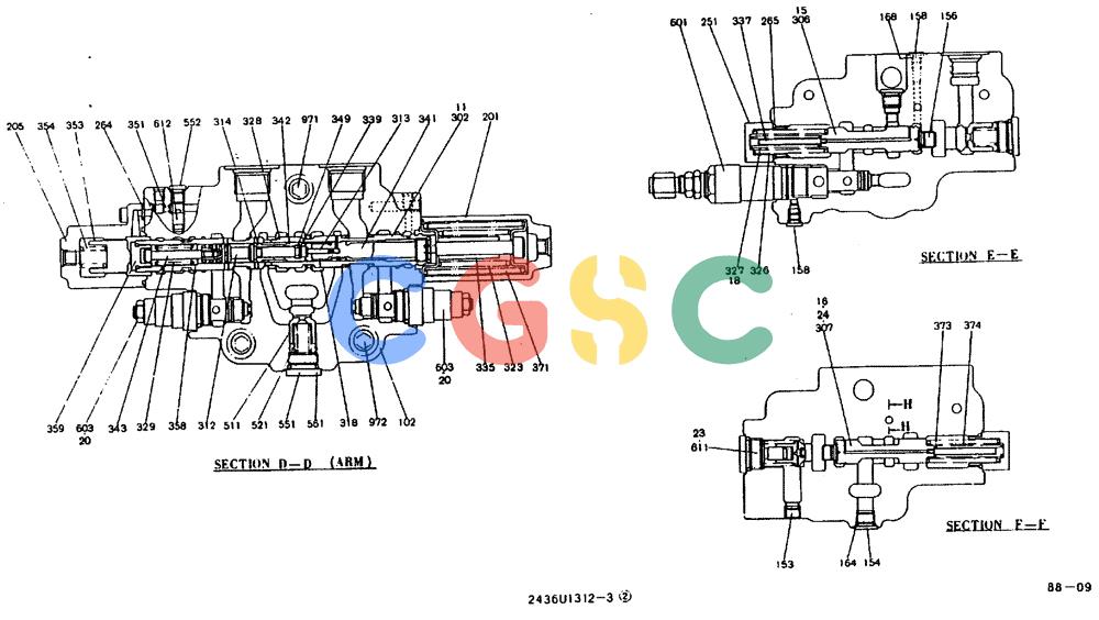 神钢零件查询(MD240BLC) - EXCAVATOR BTW LLU0001 - LLU0300 (1/80-12/06) (11-019[03]) - VALVE ASSY, CONTROL 2436U1312F1, F2, F3, F5 Kobelco
