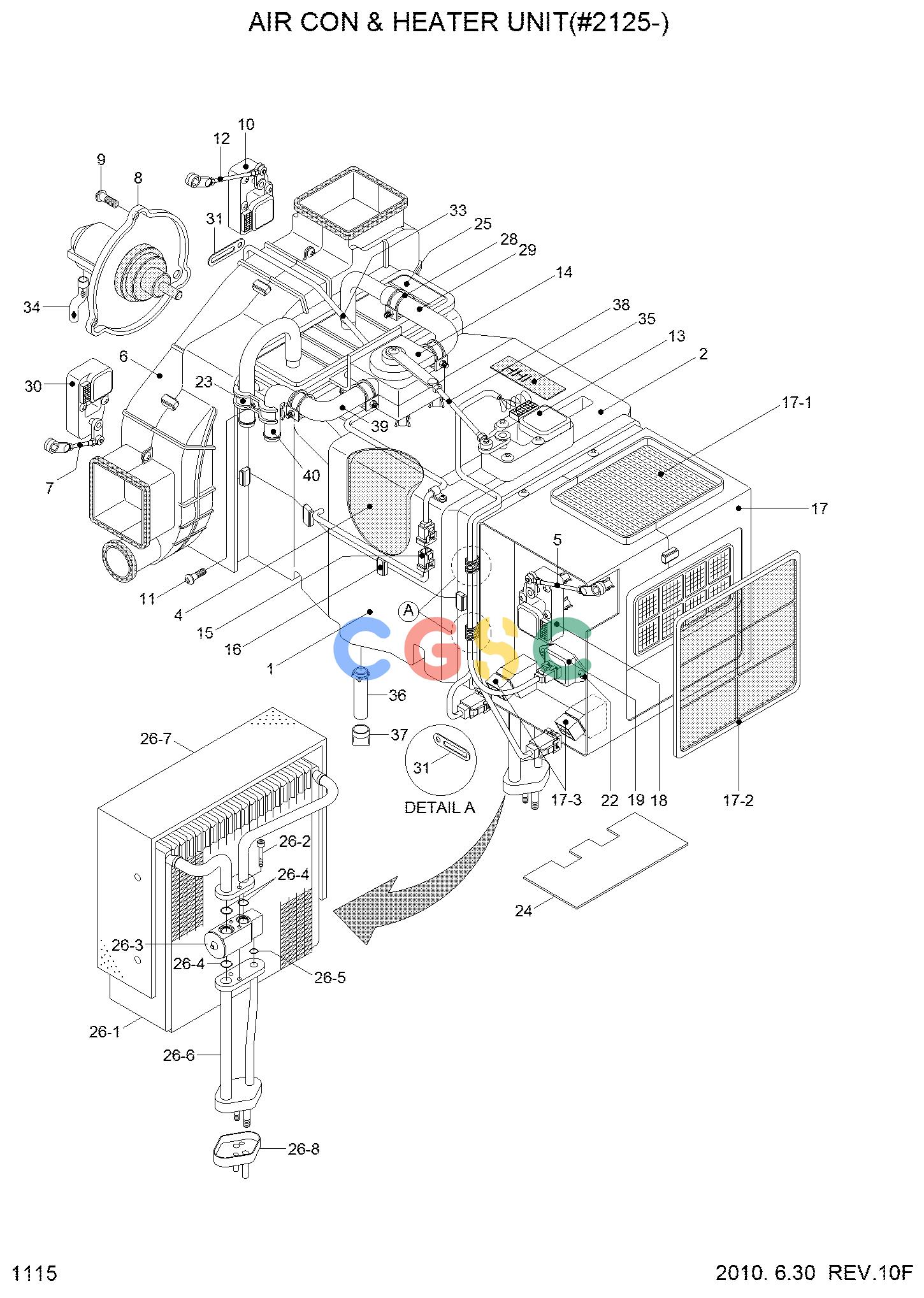 现代零件查询R140LC-7 AIRCON & HEATER UNIT(#2125-)EPC Hyundai 