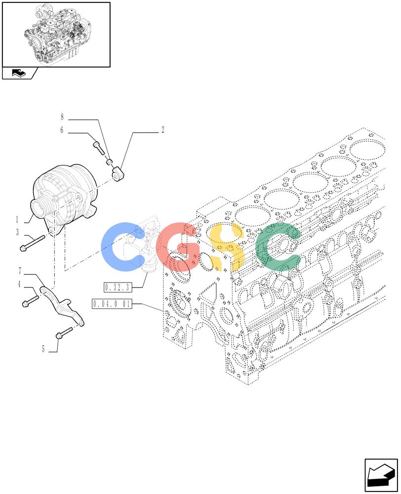 神钢零件查询(F4GE9684C J601) - ENGINE - 504360955 - 84152356 (1/13-) (0.40.0) - ALTERNATOR (2855911 - 2855913) Kobelco