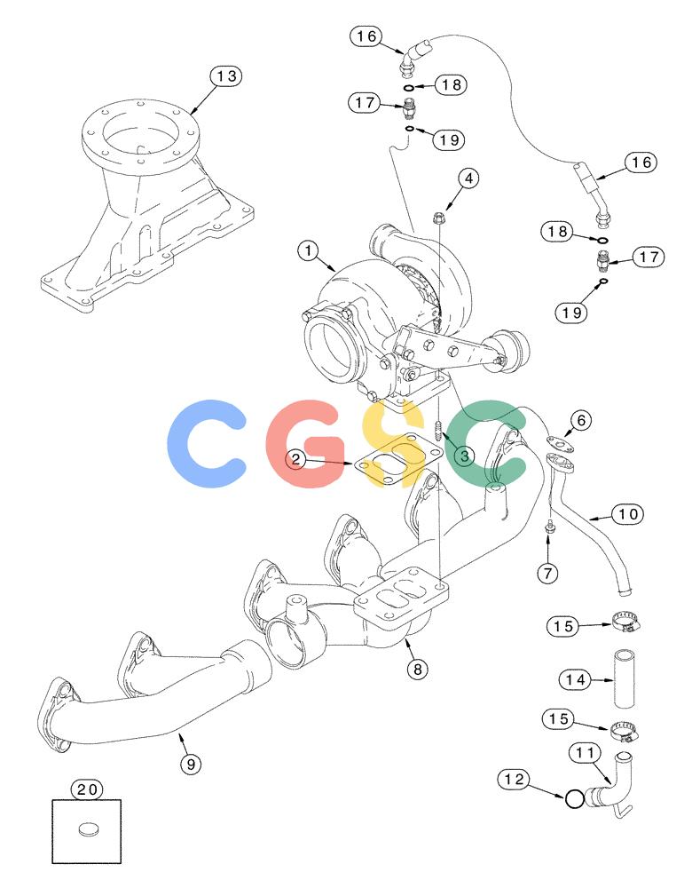凯斯零件查询(FLX3330B) - FLOATER (12/99-9/02) (02-008) - TURBOCHARGER SYSTEM (FLX3300B CASE ENGINE) Case Agriculture