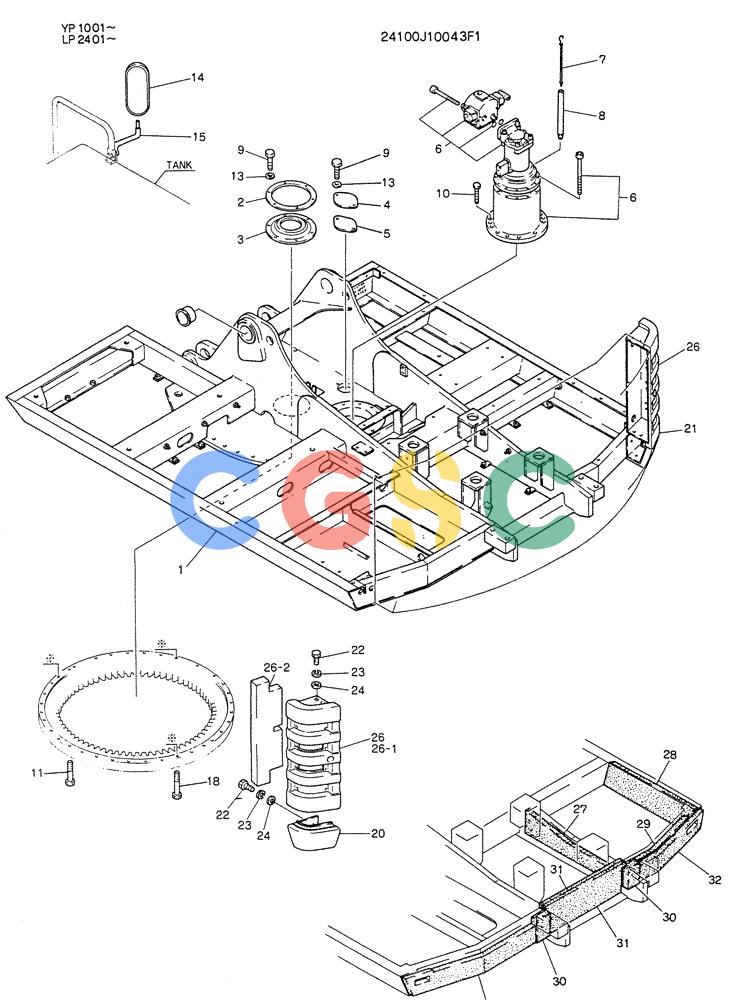 神钢零件查询(K905LC) - MARK II EXCAVATOR BTW YP1001 - YP1281 (1/87-12/03) (01-002) - FRAME ASSY, UPP (FOR SILENT TYPE) Kobelco