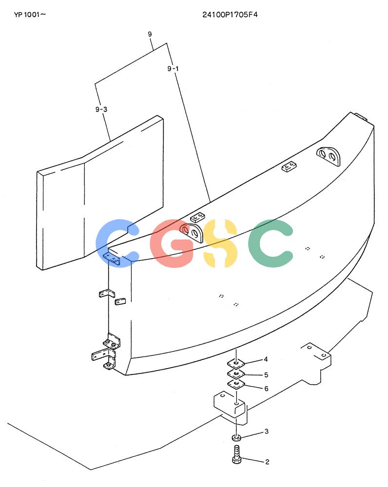 神钢零件查询(K905LC) - MARK II EXCAVATOR BTW YP1001 - YP1281 (1/87-12/03) (01-004) - COUNTER WEIGHT ASSY, 24100P1705F4 Kobelco
