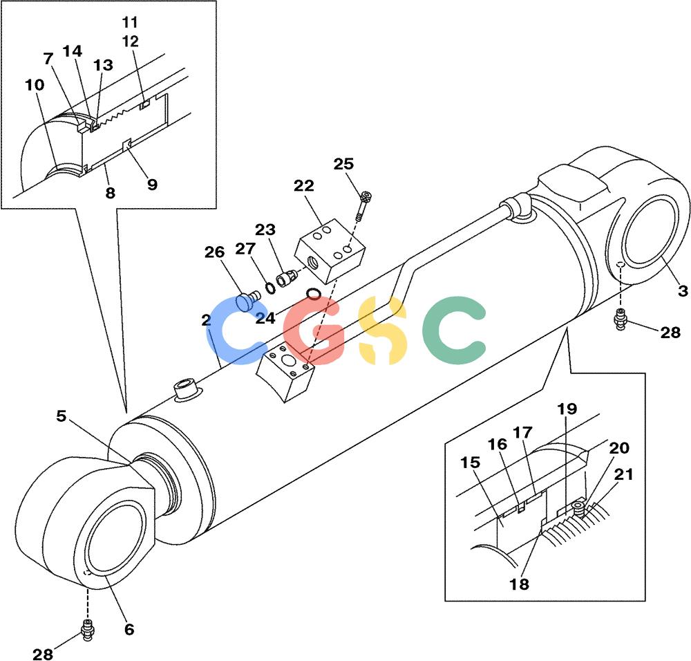 纽荷兰零件查询(E805) - CRAWLER EXCAVATOR (1/05-) (08-169-00[01]) - CYLINDER ASSY COUNTERWEIGHT ARM New Holland Constructuion