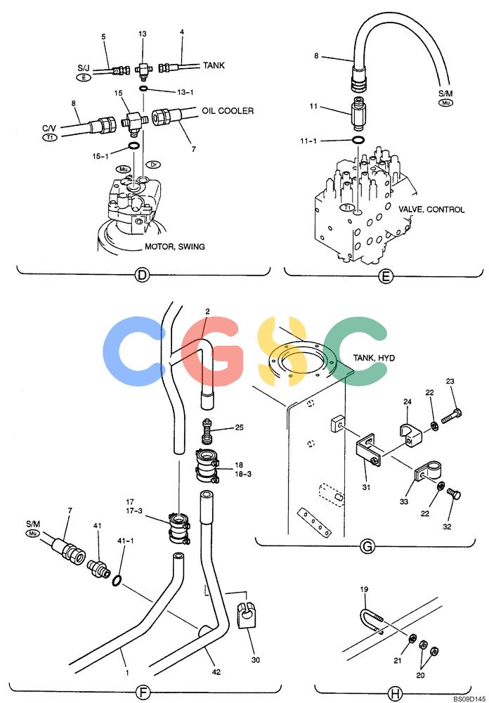 神钢零件查询(NIBBLER) - & BREAKER - SK70SR-1E SHORT RADIUS EXCAVATOR ASN YT02-04001 (4/03-12/04) (06-025[02]) - RETURN HYDRAULIC LINES (BREAKER), (YT32H00009F5), PAGE 2 OF 2 Kobelco