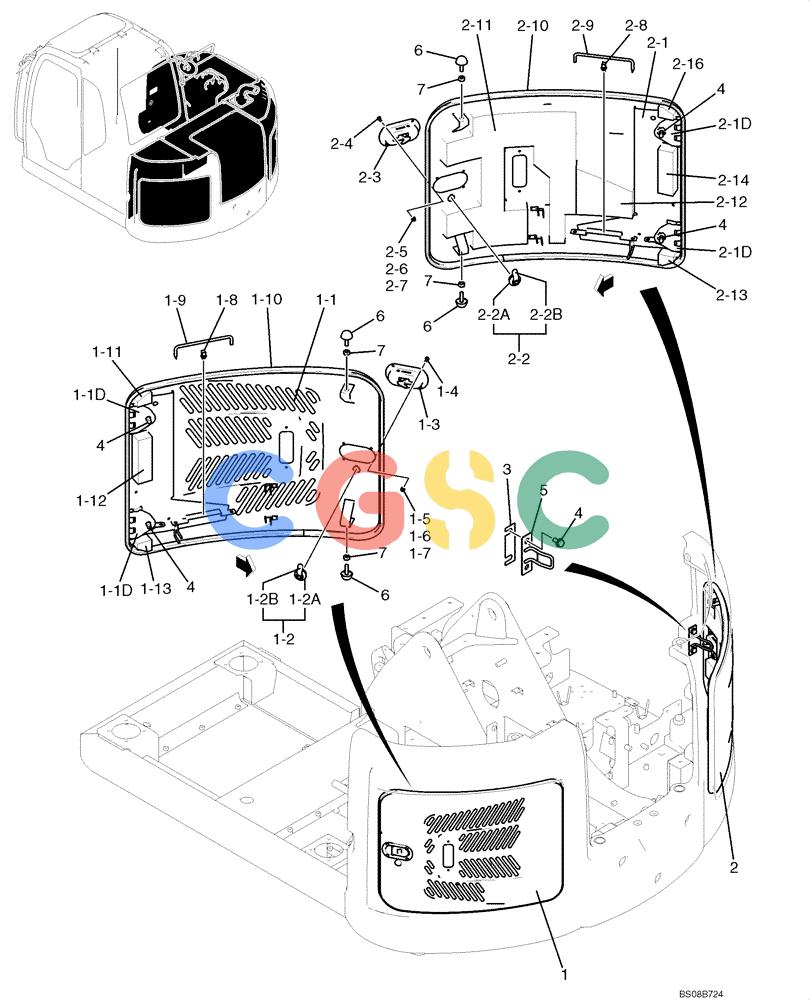 纽荷兰零件查询(E70BSR) - COMPACT CRAWLER EXCAVATOR BTW YT05-15001 - 18000 (NA) (4/08-) (02-45-04[00]) - GUARD INSTALLATION (BACK) (LF21C00010F1) New Holland Constructuion