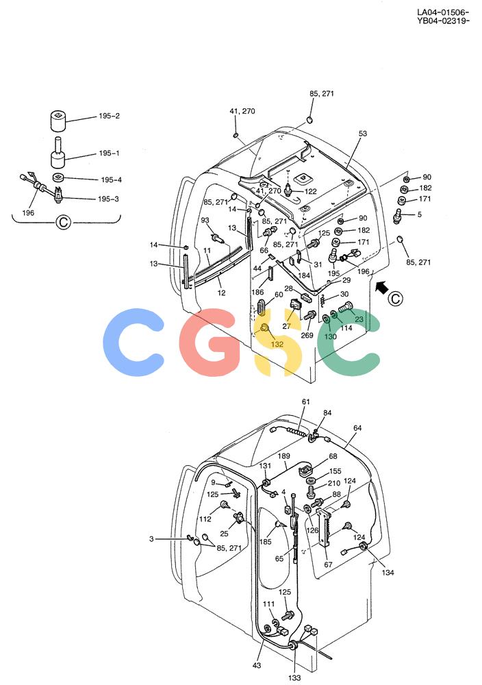 纽荷兰零件查询(E200SRLC) - CRAWLER EXCAVATOR BTW LA04-01506 - LA04-01625 (01-037[02]) - CAB ASSY New Holland Constructuion