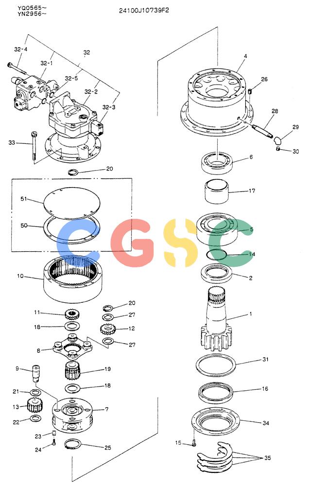 神钢零件查询(K907LC) - MARK II EXCAVATOR ASN YQ0565 (GLOBAL) (1/87-12/03) (01-006) - MOTOR ASSY, SWING Kobelco