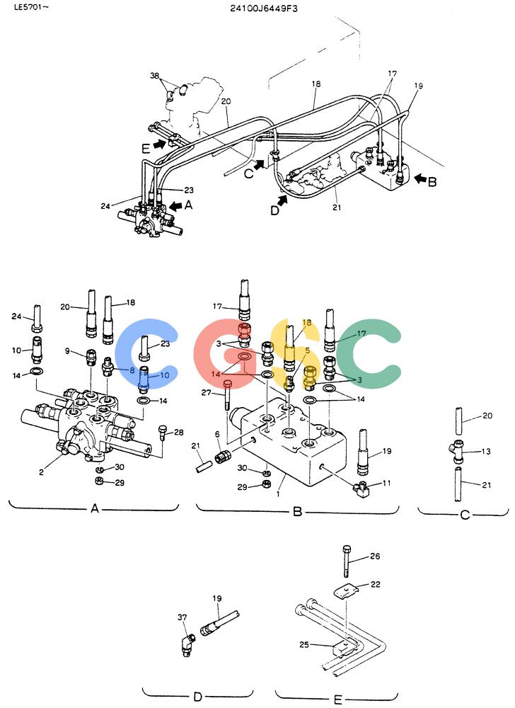 神钢零件查询(K903C) - EXCAVATOR ASN LE5701 (1/87-12/03) (07-009) - HYDR LINES, UPP (EXTRA) Kobelco