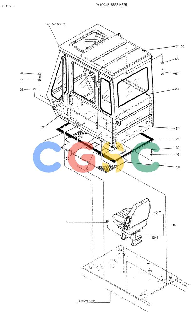 神钢零件查询(K903B) - EXCAVATOR ASN LE3401 (1/85-12/03) (02-002) - INSTAL, CAB, (FOR EXPORT) P/N 24100J3166F21 Kobelco