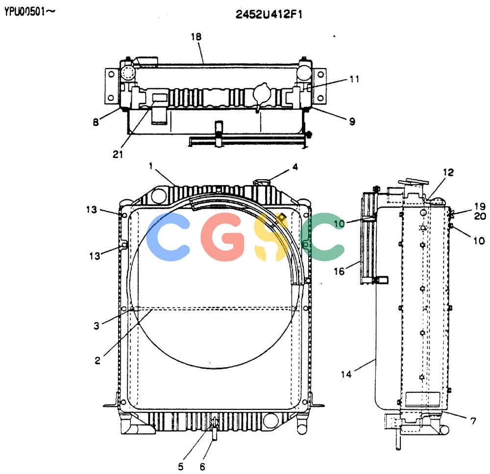 神钢零件查询(MD140C) - EXCAVATOR ASN YPU00501 (1/80-12/06) (05-004) - RADIATOR ASSY Kobelco