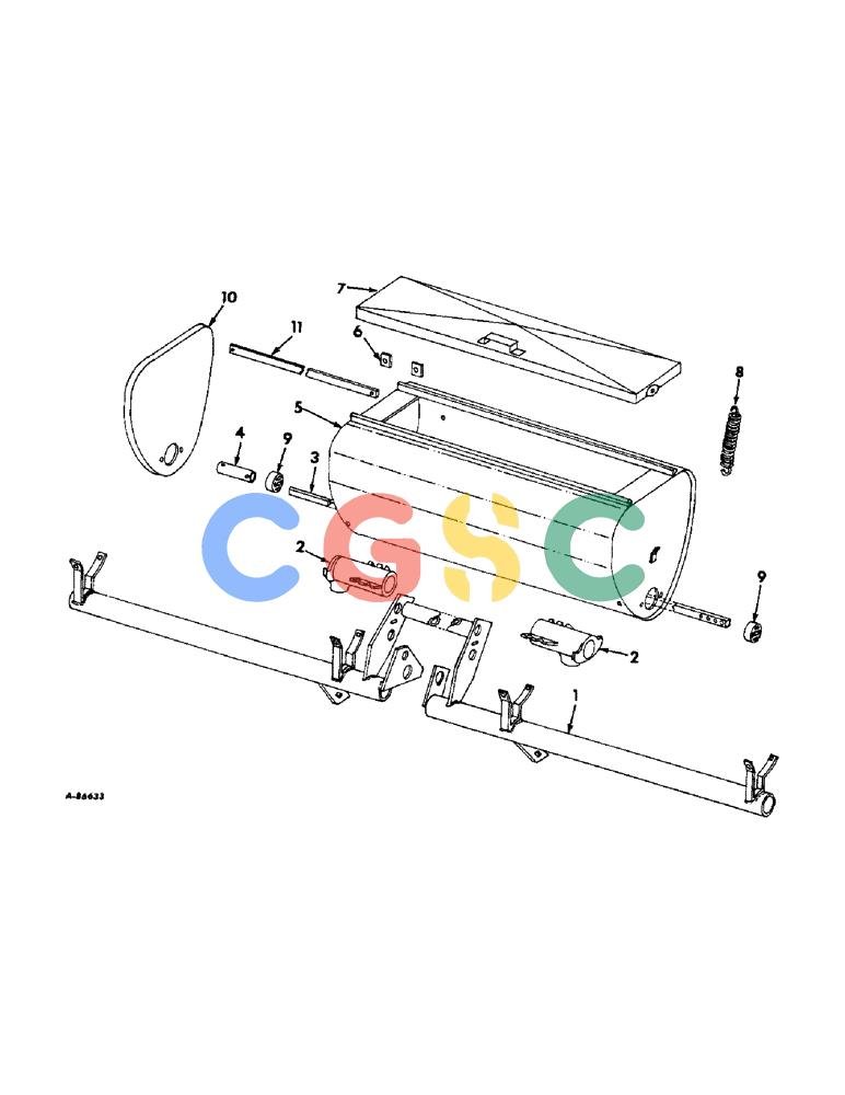 凯斯零件查询(DRY) - FERTILIZER UNITS (4-ROW & 6-ROW). (1/66-12/69) (A-106) - DRY FERTILIZERS, HOPPER AND MAIN FRAME, FOR 500 LB. CAPACITY HOPPERS, FOUR ROW Case Agriculture