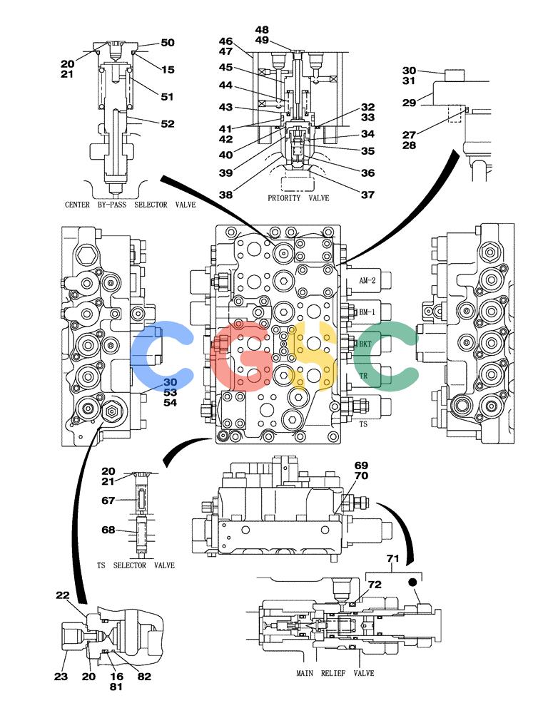 纽荷兰零件查询(E805) - CRAWLER EXCAVATOR TIER 3 (7/06-) (08-202-00[01]) - CONTROL VALVE New Holland Constructuion