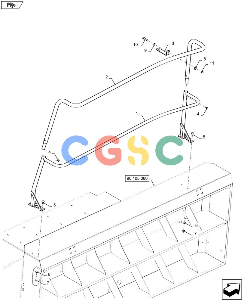 凯斯零件查询(LB434S) - BALER (9/12-) (90.118.030) - HANDRAIL, RH Case Agriculture