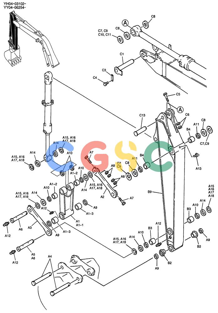 纽荷兰零件查询(E135SR) - CRAWLER EXCAVATOR ASN YY04-06254 (05-018) - ARM ASSY, SHORT 2.1M New Holland Constructuion