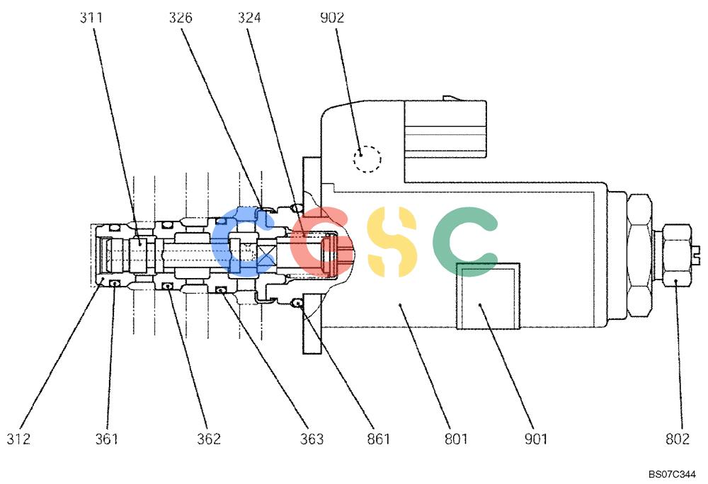 神钢零件查询(SK170-8) - ACERA MARK III EXCAVATOR - TIER 3 (NA) ASN YM04-U1601 - (5/07-12/12) (08-16[00]) - VALVE ASSY, SOLENOID (YN35V00048F1) Kobelco
