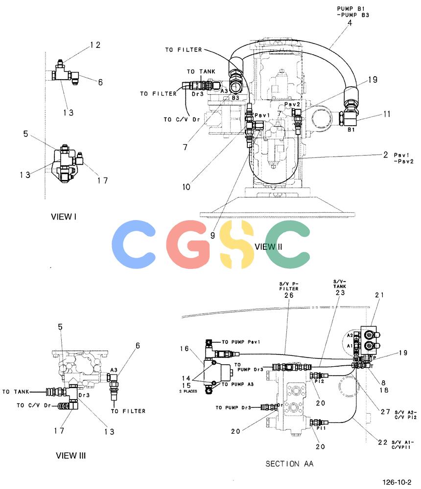 神钢零件查询(ED190LC-6E) - BLADE RUNNER EXCAVATOR/DOZER BTW YL03U0136 - YL03U0292 (1/05-12/06) (01-036[02]) - CONTROL LINES (PUMP) Kobelco