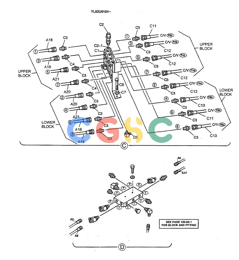神钢零件查询(ED190LC) - BLADE RUNNER EXCAVATOR/DOZER BTW YL02U0101 - YL03U0135 (1/02-12/06) (01-032[02]) - REMOTE, CONTROL LINES (BREAKER) Kobelco