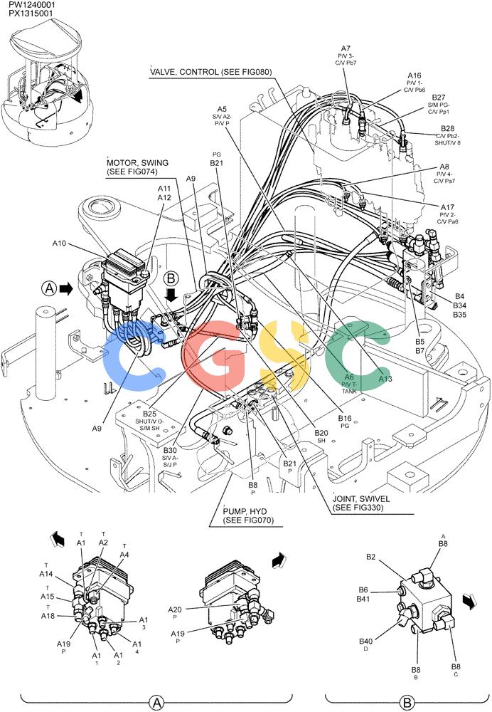 纽荷兰零件查询(E35SR) - COMPACT CRAWLER EXCAVATOR ASN PX13-15001 (N6TN61732) (NA) (1/06-) (01-034[01]) - CONTROL LINES, REMOTE, P/N PW62H00008F1 New Holland Constructuion