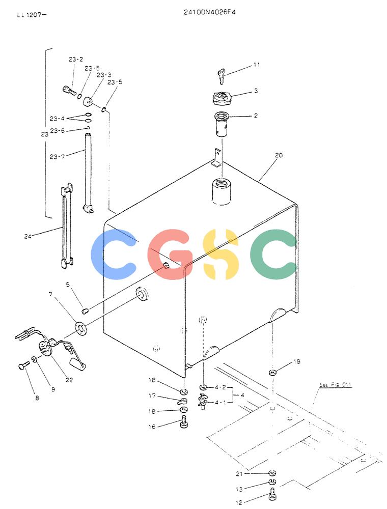神钢零件查询(K909LC) - MARK II EXCAVATOR BTW LL1207 - LL1487 (1/87-12/03) (01-008) - TANK ASSY, FUEL Kobelco