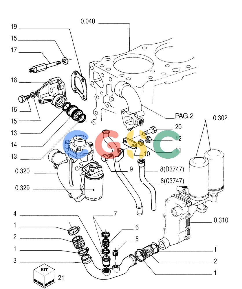纽荷兰零件查询(FD255) - CRAWLER DOZER (N.A. VERSION) (7/95-) (0.323[01]) - PIPING - ENGINE COOLING SYSTEM New Holland Constructuion