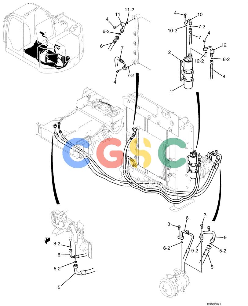 纽荷兰零件查询(E70BSR) - COMPACT CRAWLER EXCAVATOR BTW YT05-15001 - 18000 (NA) (4/08-) (02-65-00[00]) - DRIER ASSEMBLY, AIR (YT96V00004F1) New Holland Constructuion