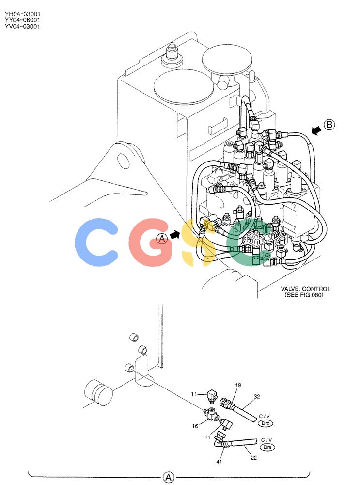 神钢零件查询(BREAKER) - ATTACHMENT (N&B) - SK115SR & SK135SR - ASN YV04, YY04, YH04-03001 (9/04-) (01-019[01]) - CONTROL LINES, REMOTE (NIBBLER & BREAKER) Kobelco