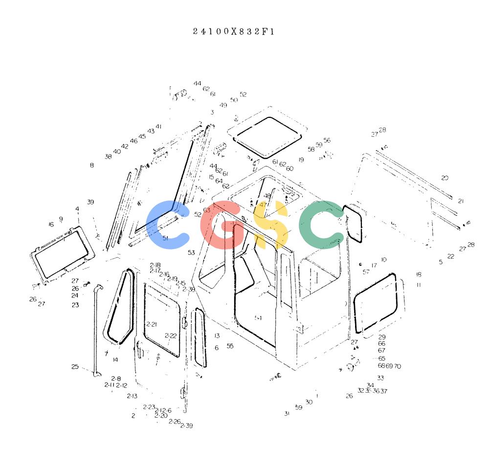 神钢零件查询(K903A) - EXCAVATOR BTW K2748 - K3928 (1/76-12/03) (02-002) - CAB ASSY Kobelco