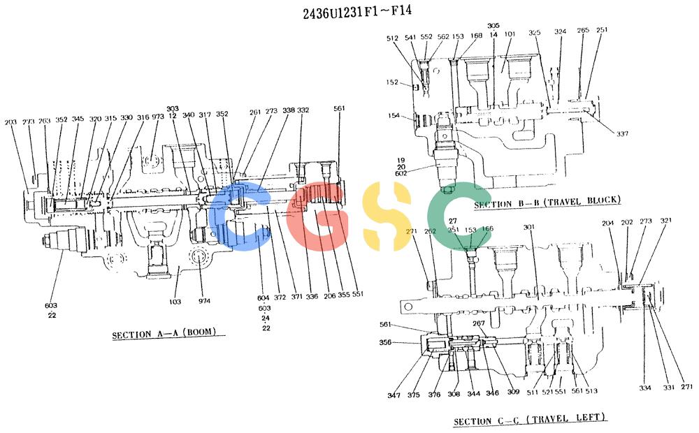 神钢零件查询(K907LC) - MARK II EXCAVATOR ASN YQ0565 (GLOBAL) (1/87-12/03) (11-026[02]) - VALVE ASSY, CONTROL (2436U1231) Kobelco