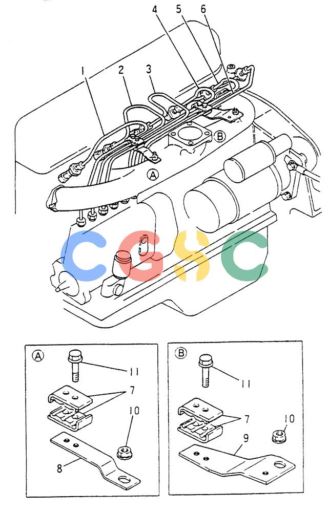 神钢零件查询(6DR5) - MITSUBISHI DIESEL ENGINE (1/06-12/06) (03-004) - FUEL INJECTION PIPE Kobelco