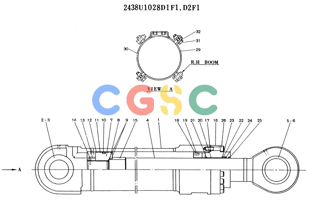 神钢零件查询(K916LC) - MARK II EXCAVTOR ASN YS0201 (1/89-12/03) (10-020) - CYLINDER ASSY (L.H BOOM) Kobelco
