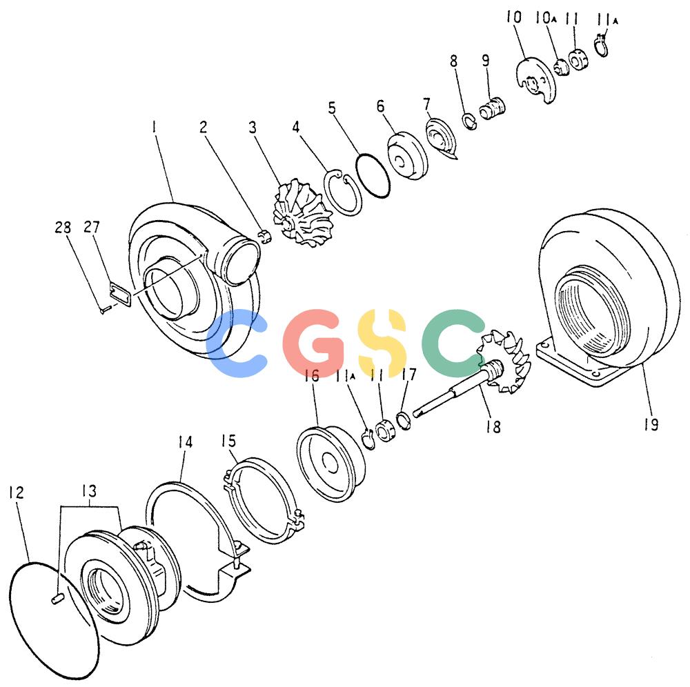 神钢零件查询(6D15) - MITSUBISHI DIESEL ENGINES - K907D & K907LC EXCAVATORS (1/86-12/06) (01-021) - TURBO-CHARGER (INNER PARTS) Kobelco