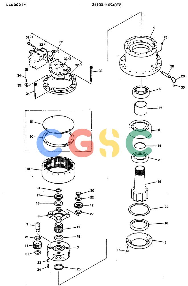 神钢零件查询(MD240BLC) - EXCAVATOR BTW LLU0001 - LLU0300 (1/80-12/06) (01-003) - MOTOR ASSY, SWING Kobelco