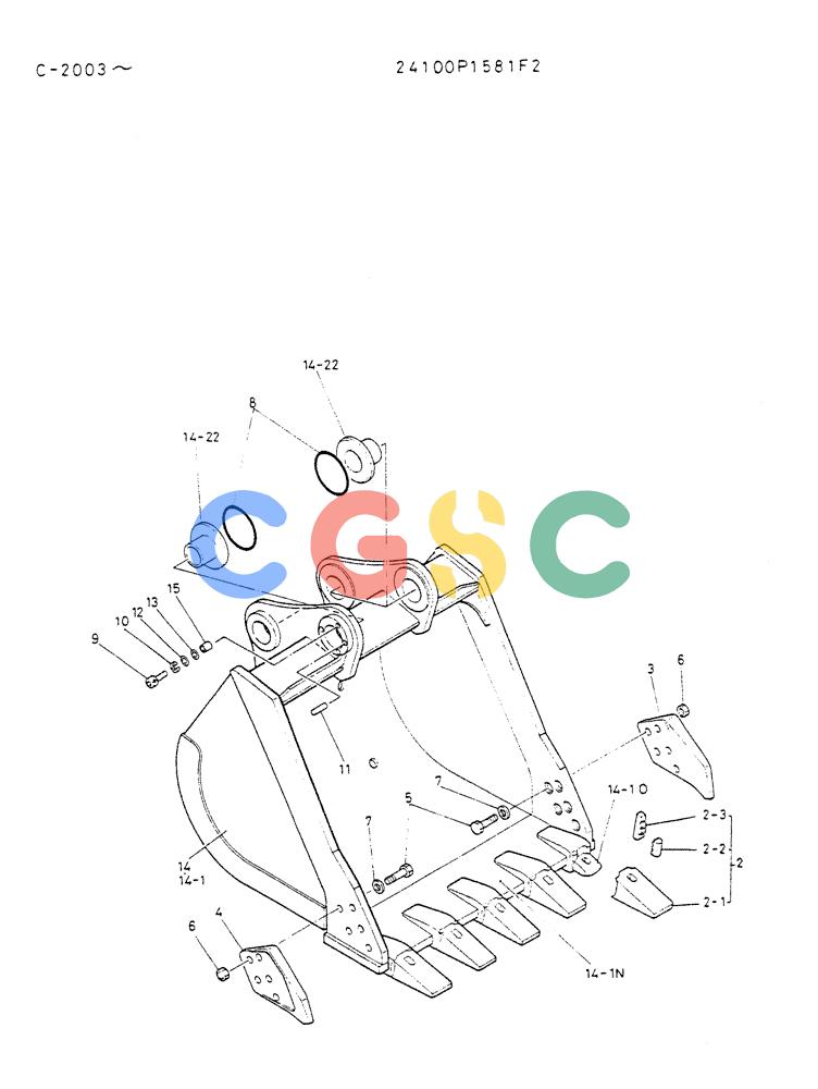 神钢零件查询(K912A) - EXCAVATOR BTW LC-2003 - LC-2016 (1/85-12/03) (07-007) - BUCKET ASSY 1.4M3 Kobelco