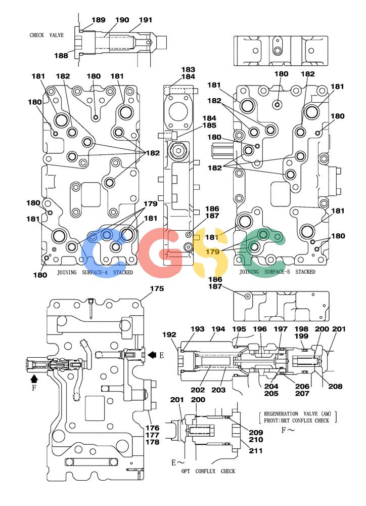 纽荷兰零件查询(E805) - CRAWLER EXCAVATOR TIER 3 (7/06-) (08-206-00[01]) - CONTROL VALVE New Holland Constructuion