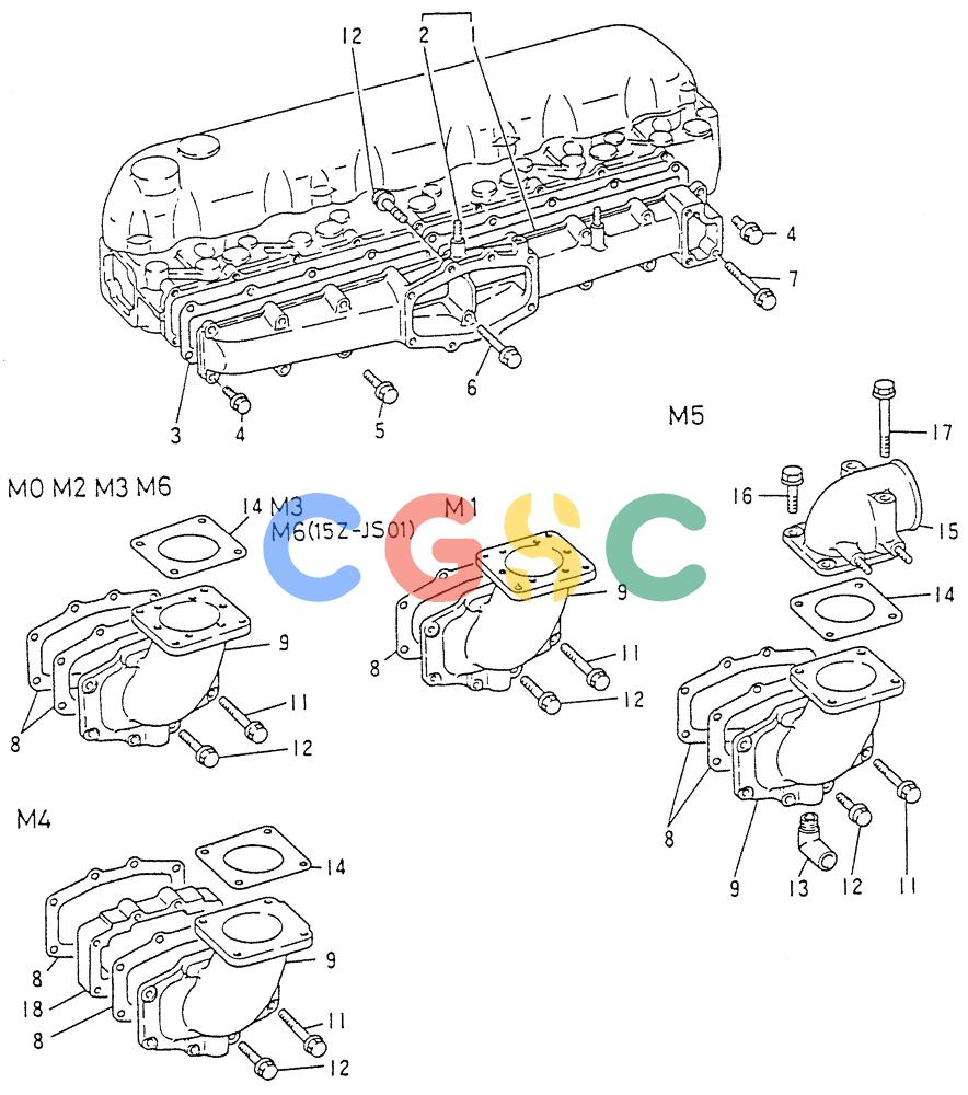神钢零件查询(6D15) - MITSUBISHI DIESEL ENGINES - K907D & K907LC EXCAVATORS (1/86-12/06) (01-015) - INLET MANIFOLD (PN ME03379) Kobelco