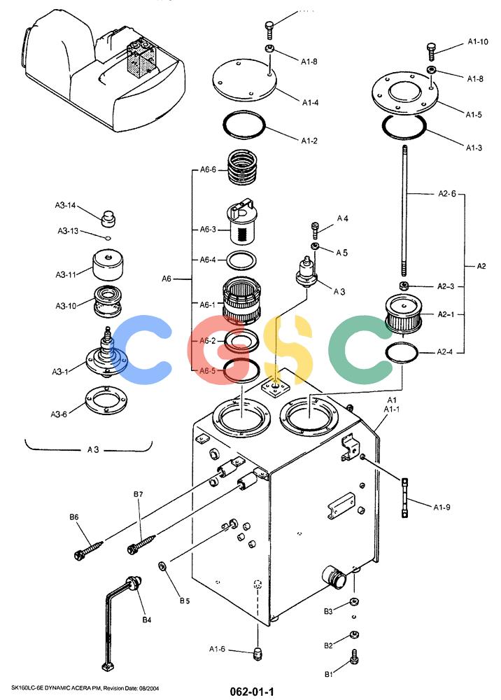 神钢零件查询(SK160LC-6E) - DYNAMIC ACERA EXCAVATOR 08/2004 ASN YM03U0523 (8/04-12/07) (01-011) - HYDRAULIC TANK (ASN YM03U0740) Kobelco