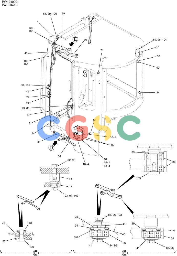 纽荷兰零件查询(E35SR) - COMPACT CRAWLER EXCAVATOR ASN PX13-15001 (N6TN61732) (NA) (1/06-) (01-041[03]) - CAB ASSY New Holland Constructuion