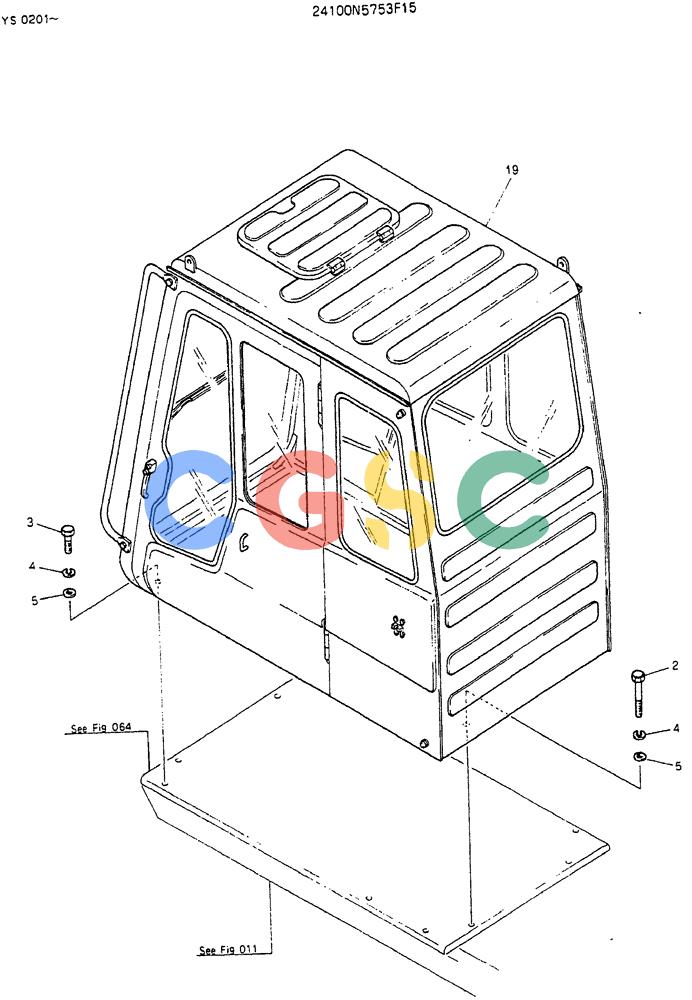 神钢零件查询(MD450BLC) - EXCAVATOR BTW TS0201 - TS0394 (1/80-12/06) (02-001) - INSTAL, CAB Kobelco