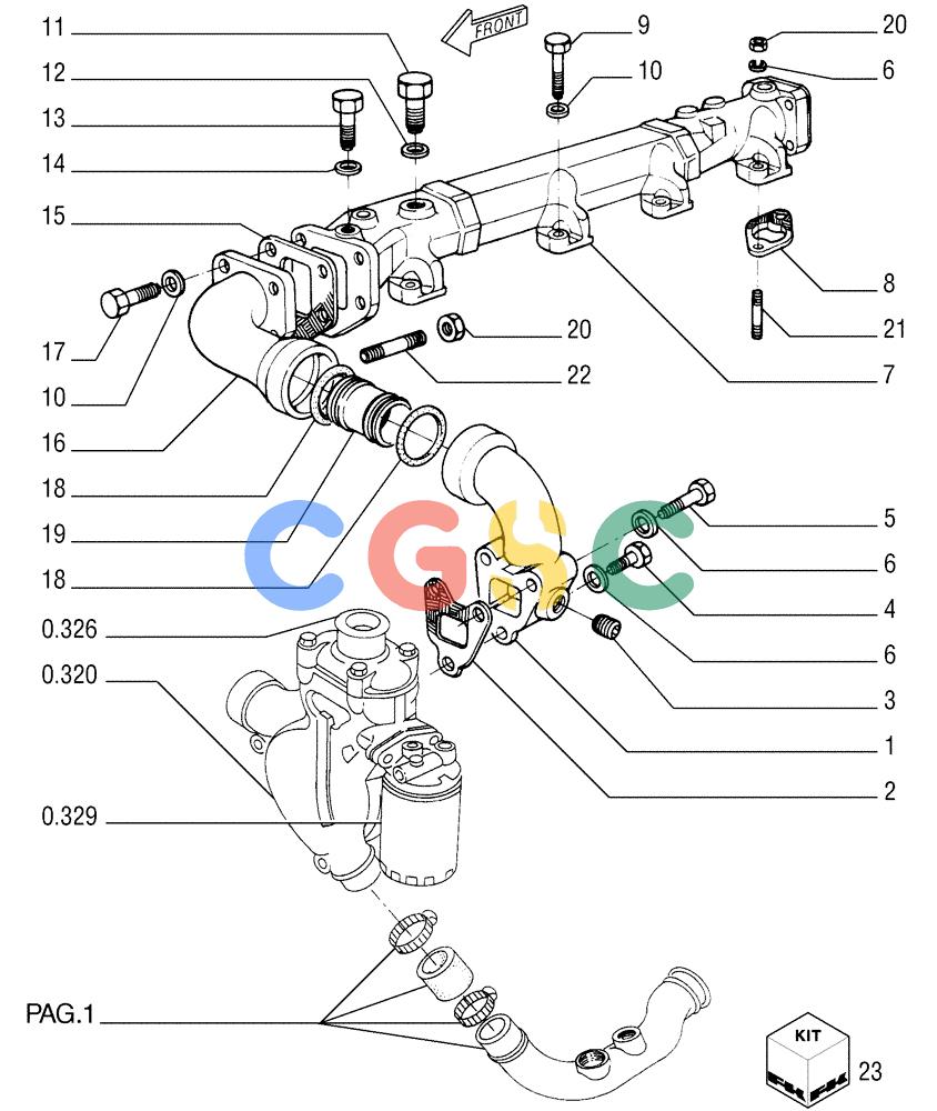 纽荷兰零件查询(FD255) - CRAWLER DOZER (N.A. VERSION) (7/95-) (0.323[02]) - PIPING - ENGINE COOLING SYSTEM New Holland Constructuion