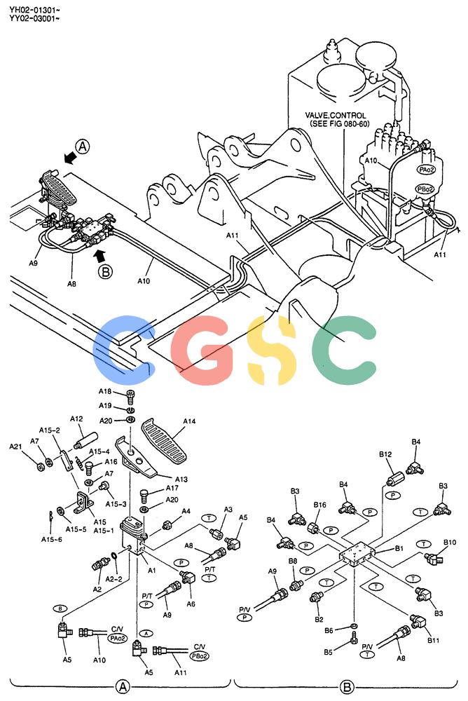神钢零件查询(ED150) - BLADE RUNNER EXCAVATOR/DOZER BTW YL04-00501 - YL04-00554 (4/03-10/03) (07-007) - CONTROL LINES, REMOTE Kobelco