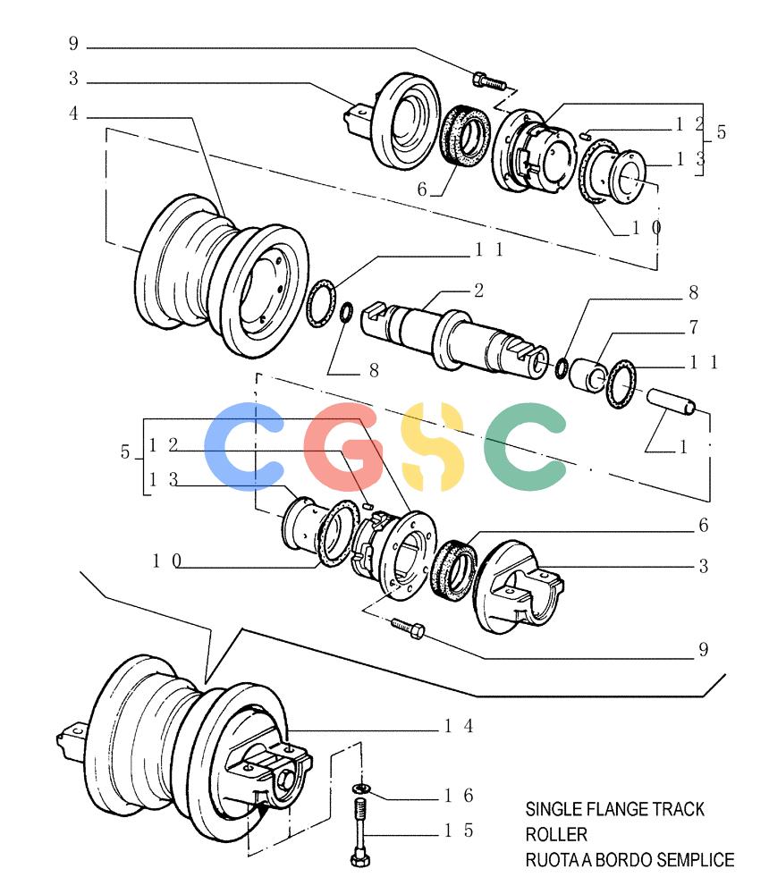 纽荷兰零件查询(DC180PS) - CRAWLER DOZER (11/00-) (2.345[01]) - TRACK ROLLERS - VERSION (01-02) New Holland Constructuion