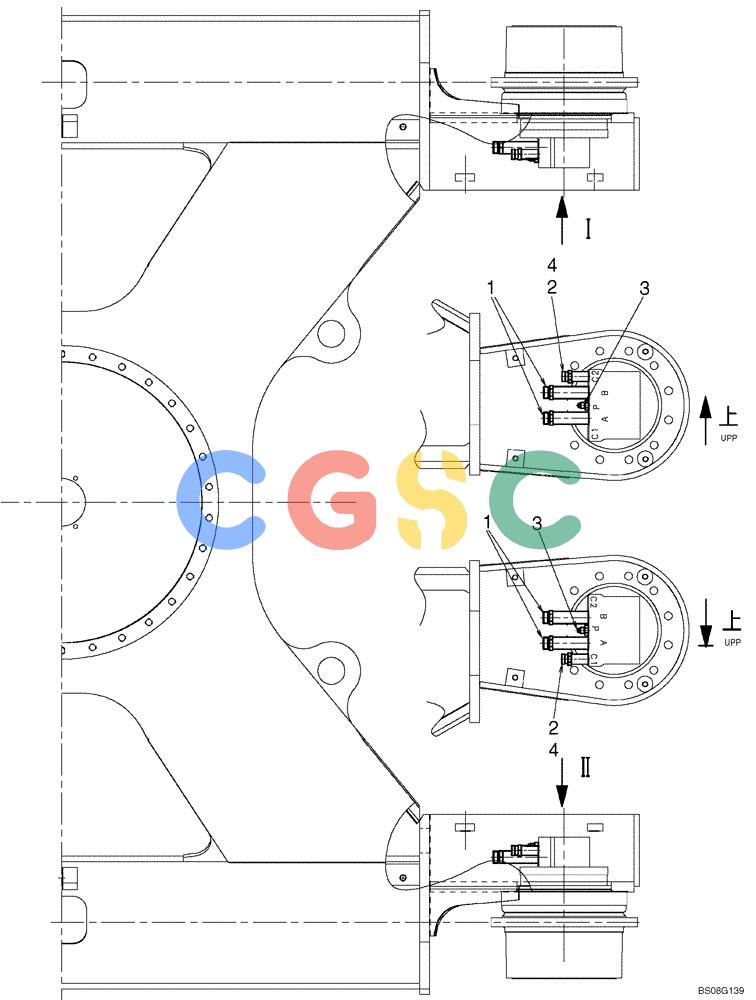 纽荷兰零件查询(E70) - MIDI CRAWLER EXCAVATOR (NA) (1/06-) (093[002]) - HYDRAULIC LINES, PROPEL (YT12H00001F1) New Holland Constructuion