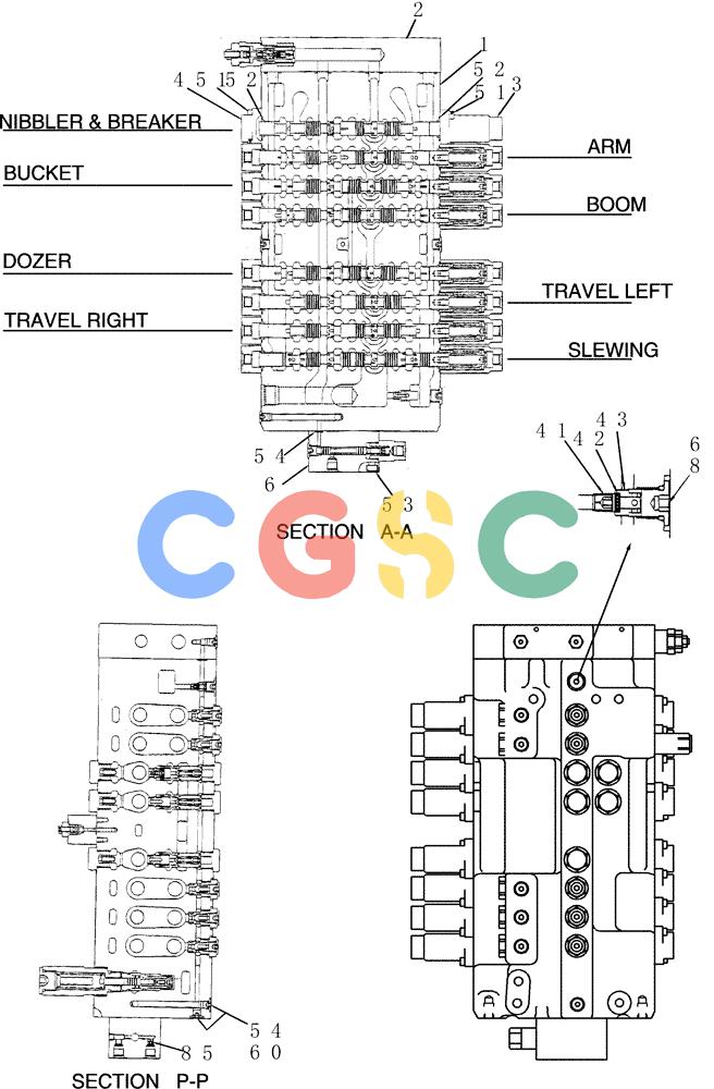 纽荷兰零件查询(E80BMSR) - CRAWLER EXCAVATOR ASN LF05-04001 - (N8TA18060) (HC001[2]) - VALVE ASSY, CONTROL (MAIN) New Holland Constructuion